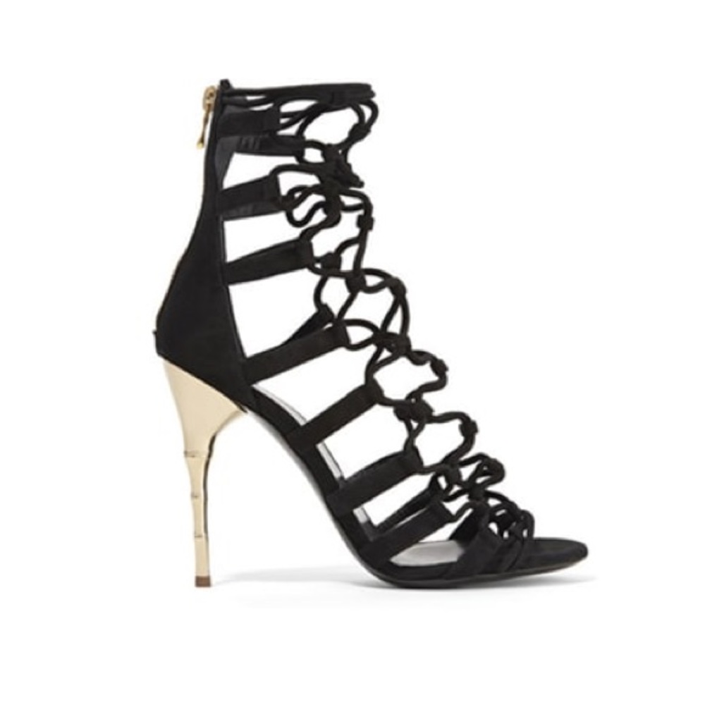 BALMAIN LACE HEELS WITH GOLD HEEL - Picture 2 of 8